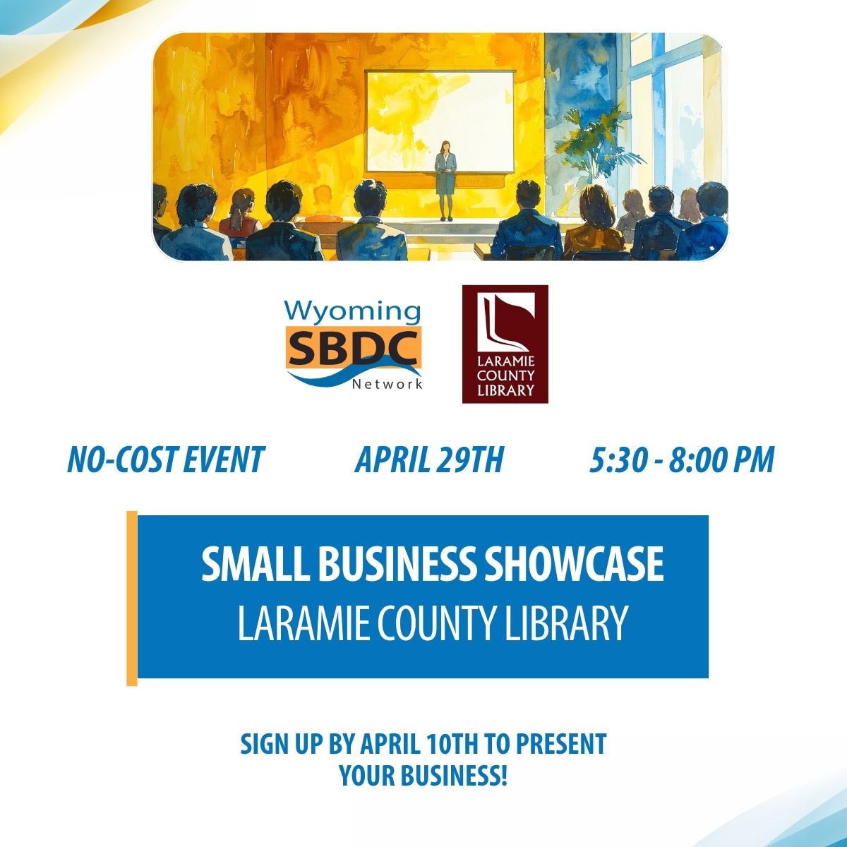 a woman presenting in front of a room, event details